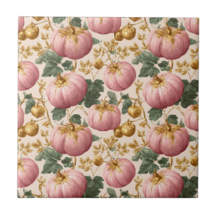 Azulejo Elegantes calabazas rosas diseño otoñal