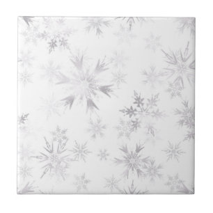Azulejo Elegantes copos de nieve en invierno blanco