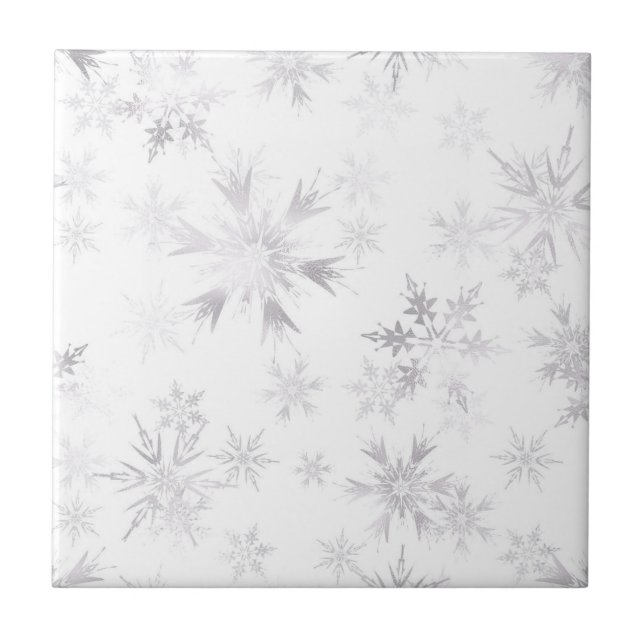 Azulejo Elegantes copos de nieve en invierno blanco (Frente)