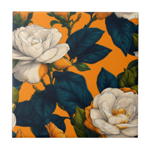Azulejo Elegantes Gardenias de Jardín Mediterráneo Baldos