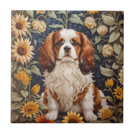 Azulejo Elegantes girasoles Cavalier King Charles Spaniel