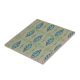 Azulejo Elegantes hojas botánicas de acuarela verde
