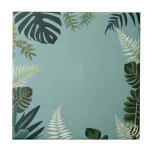 Azulejo Elegantes hojas verdes y fernés