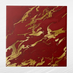 Azulejo Elegantes Navidades de Faux Marble de Oro Rojo