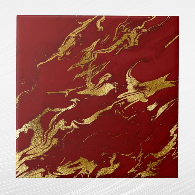 Azulejo Elegantes Navidades de Faux Marble Red Gold (Subido por el creador)