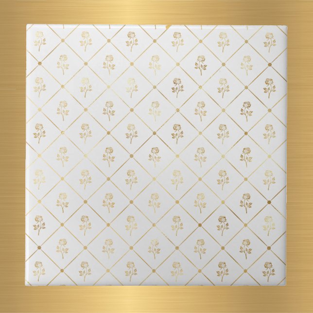 Azulejo Elegantes Rosas de Oro Blanco (Subido por el creador)