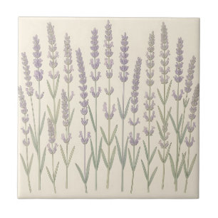 Azulejo Elegantes tallos de lavanda suave botánica púrpura