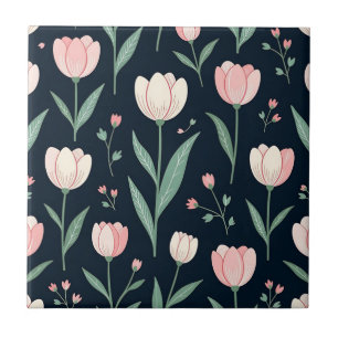Azulejo Elegantes Tulipanes Rosados Patrón Floral Sin Cost