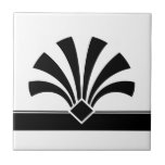 Azulejo Elemento Art Deco Black White Geometric Flower 06<br><div class="desc">Elegante y crujiente arte blanco y negro estilo deco flor geométrica adornado con azulejos cerámicos decorativos. Elegante diseño de moda,  perfecto para una decoración moderna o de estilo Art Déco retro.</div>