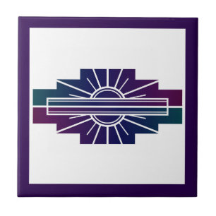 Azulejo Elemento Art deco sun de colores oscuros