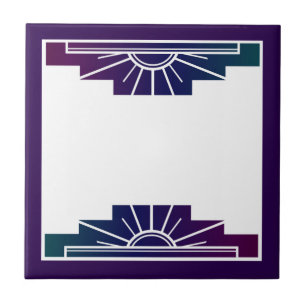 Azulejo Elemento Art deco sun en colores oscuros