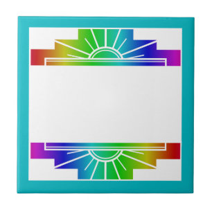 Azulejo Elemento solar Art deco en arco iris