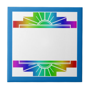 Azulejo Elemento solar Art deco en arco iris