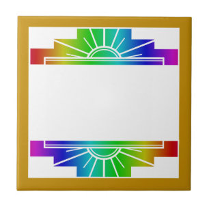 Azulejo Elemento solar Art deco en arco iris