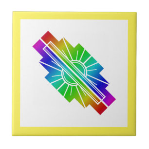 Azulejo Elemento solar Art deco en arco iris