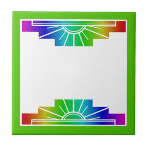 Azulejo Elemento solar Art deco en arco iris