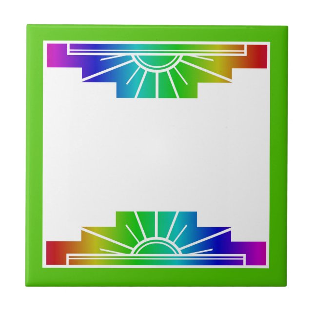 Azulejo Elemento solar Art deco en arco iris (Frente)