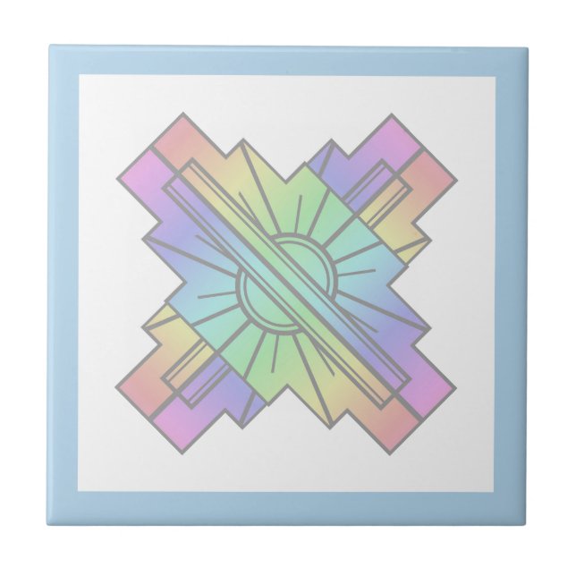 Azulejo Elemento solar Art deco en pastos blandos (Frente)