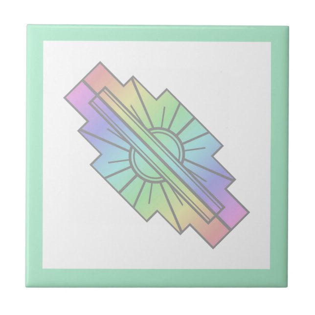 Azulejo Elemento solar Art deco en pastos blandos (Frente)