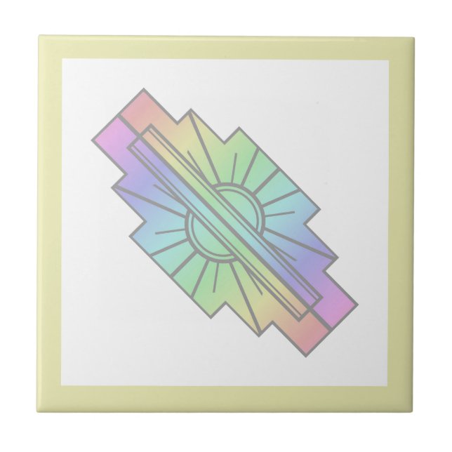 Azulejo Elemento solar Art deco en pastos blandos (Frente)