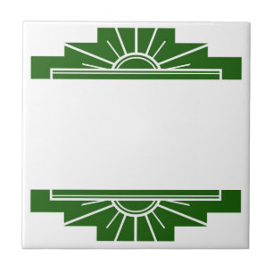 Azulejo Elemento solar Art Decó en verde oscuro