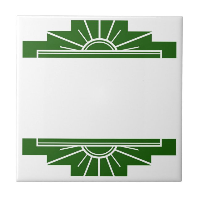 Azulejo Elemento solar Art Decó en verde oscuro (Frente)