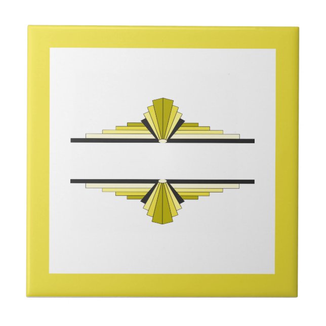Azulejo Elementos Art Deco en amarillo y negro (Frente)