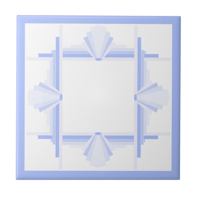 Azulejo Elementos Art deco en azul de flor de maíz suave (Frente)
