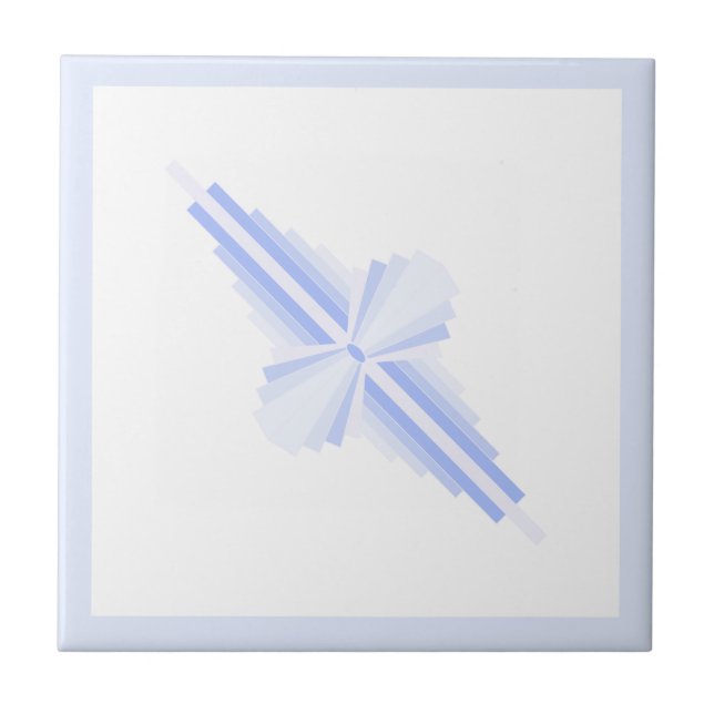 Azulejo Elementos Art deco en azul de flor de maíz suave (Frente)