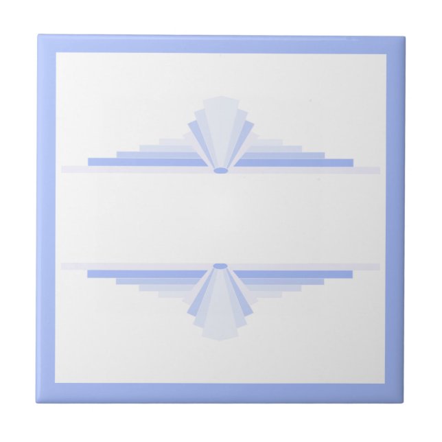 Azulejo Elementos Art deco en azul de flor de maíz suave (Frente)