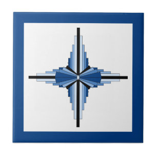 Azulejo Elementos Art Deco en azul, marina y negro