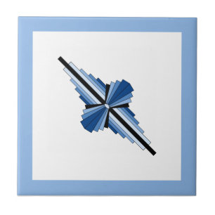 Azulejo Elementos Art Deco en azul, naval y negro