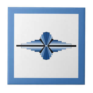 Azulejo Elementos Art Deco en azul, naval y negro