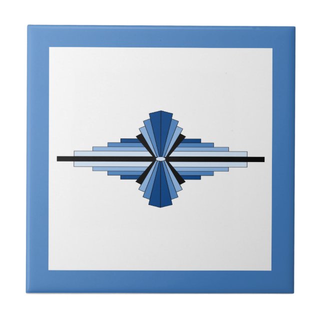 Azulejo Elementos Art Deco en azul, naval y negro (Frente)