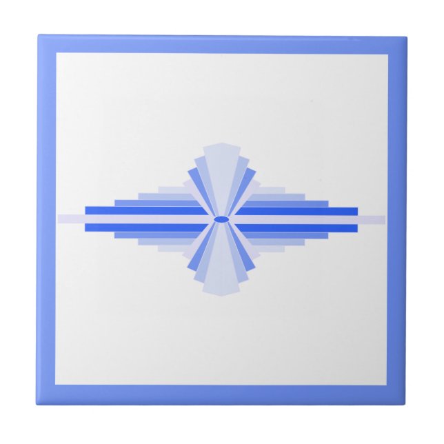 Azulejo Elementos Art deco en azul rico (Frente)