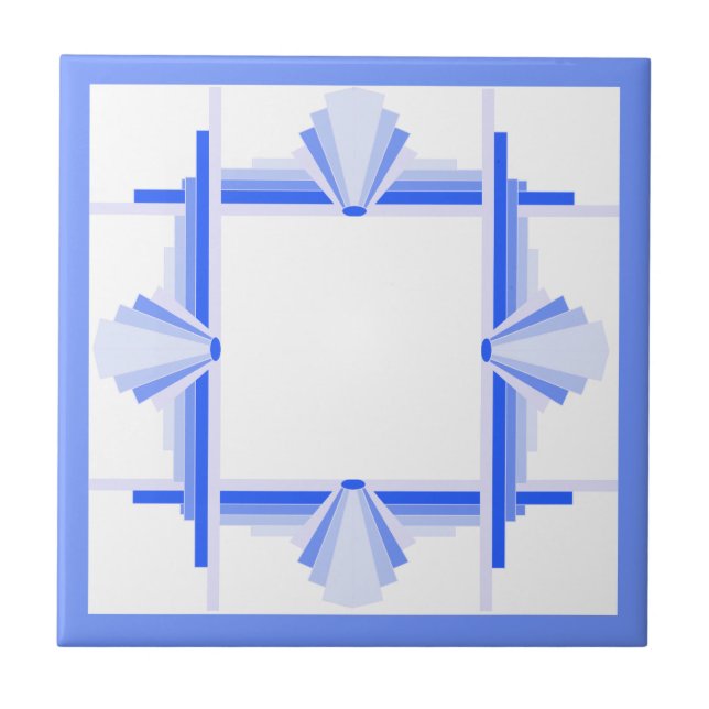 Azulejo Elementos Art deco en azul rico (Frente)