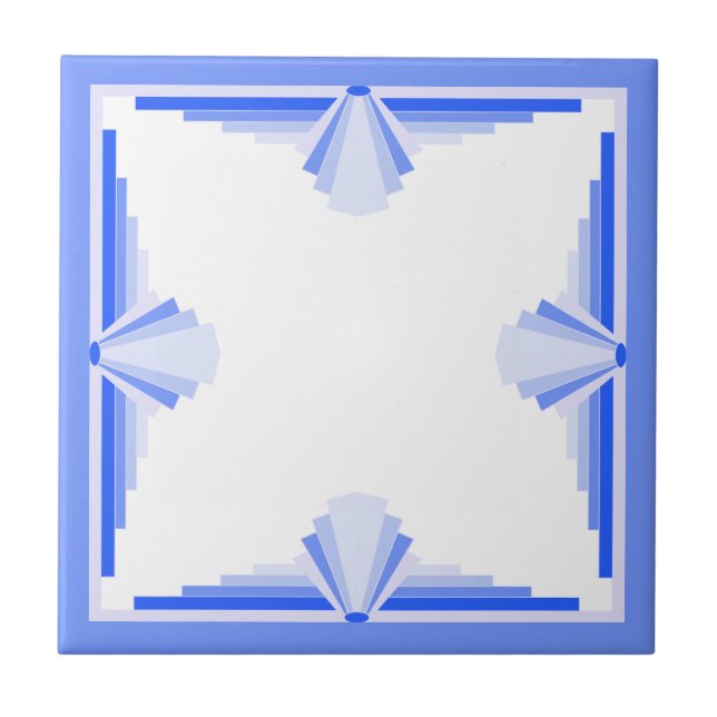 Azulejo Elementos Art deco en azul rico (Frente)