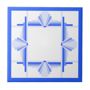 Azulejo Elementos Art deco en azul rico