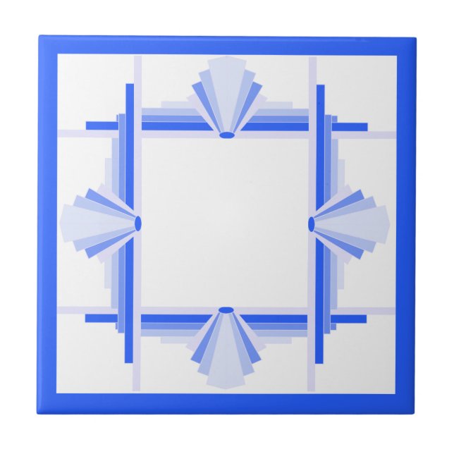 Azulejo Elementos Art deco en azul rico (Frente)