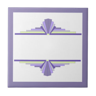 Azulejo Elementos Art deco en limón y púrpura