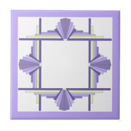 Azulejo Elementos Art deco en limón y púrpura