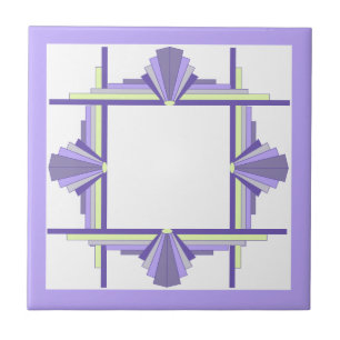 Azulejo Elementos Art deco en limón y púrpura