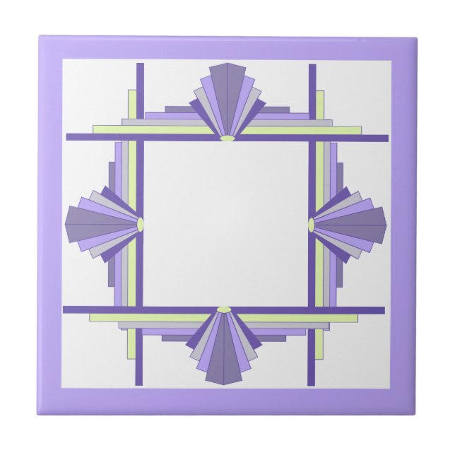 Azulejo Elementos Art deco en limón y púrpura (Frente)