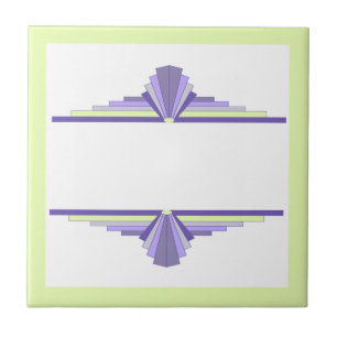 Azulejo Elementos Art deco en limón y púrpura
