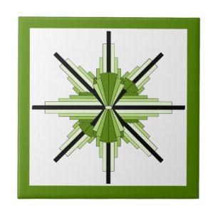 Azulejo Elementos Art Déco en los verdes mossy