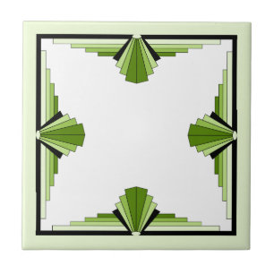 Azulejo Elementos Art Déco en los verdes mossy
