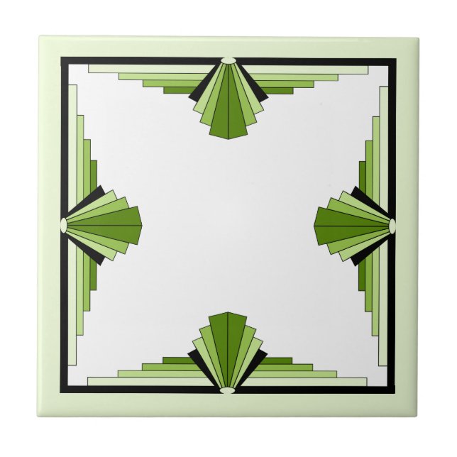 Azulejo Elementos Art Déco en los verdes mossy (Frente)