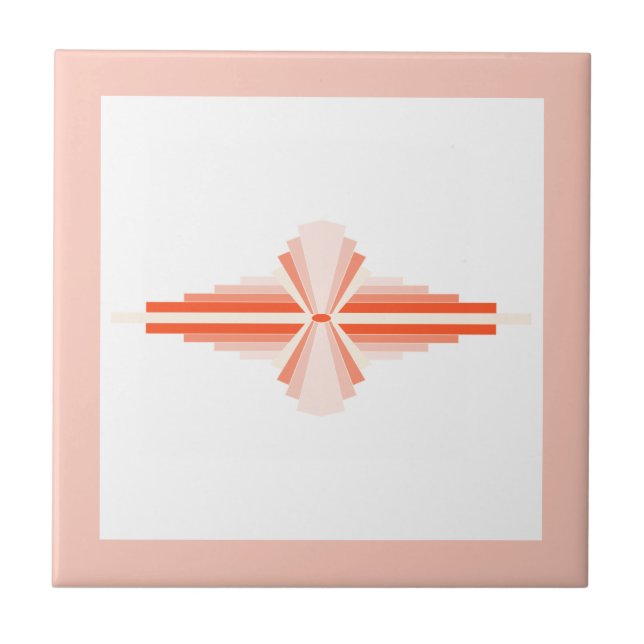 Azulejo Elementos Art Déco en naranja y melocotón (Frente)