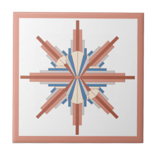 Azulejo Elementos Art Decó en oro rosa, marrón y azul