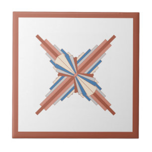 Azulejo Elementos Art Decó en oro rosa, marrón y azul